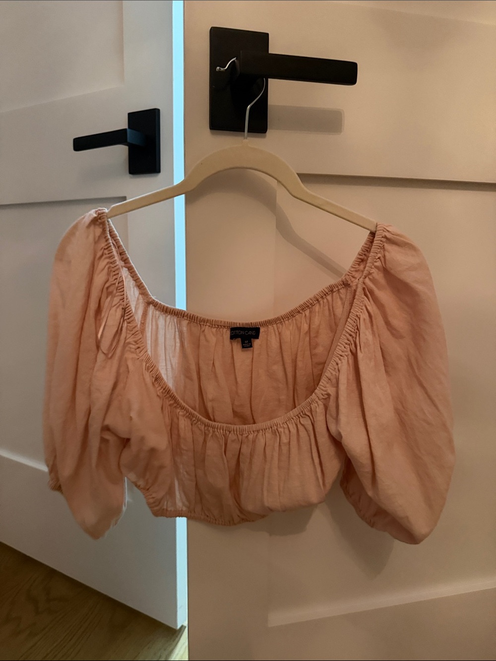 Cotton On Blush Pink Puff-Sleeve Crop Top